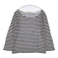 MARGARET HOWELL 578-169908 JERSEY ボーダー リネン 長袖Ｔシャツ カットソー ロンＴ ブラウン ホワイト レディース マーガレットハウエル【中古】5-0804M∞
