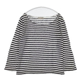 MARGARET HOWELL 578-169908 JERSEY ボーダー リネン 長袖Ｔシャツ カットソー ロンＴ ブラウン ホワイト レディース マーガレットハウエル【中古】5-0804M∞