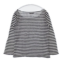 MARGARET HOWELL 578-169908 JERSEY ボーダー リネン 長袖Ｔシャツ カットソー ロンＴ ブラウン ホワイト レディース マーガレットハウエル【中古】5-0804M∞