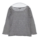 MARGARET HOWELL 578-169908 JERSEY ボーダー リネン 長袖Ｔシャツ カットソー ロンＴ ブラウン ホワイト レディース マーガレットハウエル【中古】5-0804M∞