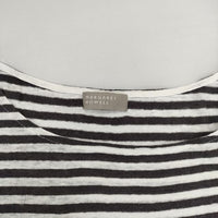 MARGARET HOWELL 578-169908 JERSEY ボーダー リネン 長袖Ｔシャツ カットソー ロンＴ ブラウン ホワイト レディース マーガレットハウエル【中古】5-0804M∞
