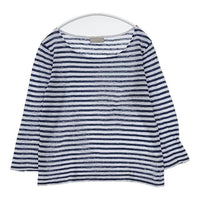 MARGARET HOWELL 578-169109 リネン ボーダー 長袖Ｔシャツ カットソー ロンＴ ブルー ホワイト レディース マーガレットハウエル【中古】5-0804M∞