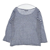 MARGARET HOWELL 578-169109 リネン ボーダー 長袖Ｔシャツ カットソー ロンＴ ブルー ホワイト レディース マーガレットハウエル【中古】5-0804M∞