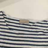 MARGARET HOWELL 578-169109 リネン ボーダー 長袖Ｔシャツ カットソー ロンＴ ブルー ホワイト レディース マーガレットハウエル【中古】5-0804M∞