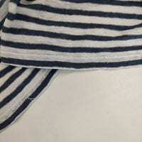MARGARET HOWELL 578-169109 リネン ボーダー 長袖Ｔシャツ カットソー ロンＴ ブルー ホワイト レディース マーガレットハウエル【中古】5-0804M∞