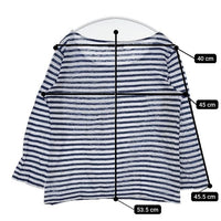 MARGARET HOWELL 578-169109 リネン ボーダー 長袖Ｔシャツ カットソー ロンＴ ブルー ホワイト レディース マーガレットハウエル【中古】5-0804M∞