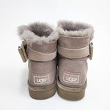 UGG W KARLIE BROOCH スワロフスキー リボン サイズ23cm ムートン ブーツ グレージュ レディース アグ【中古】5-1117T◎