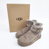UGG W KARLIE BROOCH スワロフスキー リボン サイズ23cm ムートン ブーツ グレージュ レディース アグ【中古】5-1117T◎