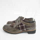 MACKINTOSH PHILOSOPHY ウイングチップ パテント エナメル ウールチェック サイズ24 シューズ・靴 ブラウン レディース マッキントッシュフィロソフィー【中古】5-1117T◎