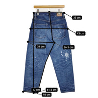 HATSKI 別注ルーズテーパードデニム ナイモノねだり 定価35200円 ヴィンテージウォッシュ デニムパンツ ブルー レディース ハツキ【中古】5-0628G♪