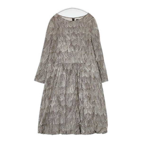 mina perhonen ripple marks ss3067 定価38000円 コットンドレス ワンピース ブラウン ホワイト レディース ミナペルホネン【中古】5-0804M∞