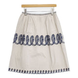 mina perhonen ribbon ra5811 刺繍 コットンシルク スカート ライトグレー レディース ミナペルホネン【中古】5-1124M∞