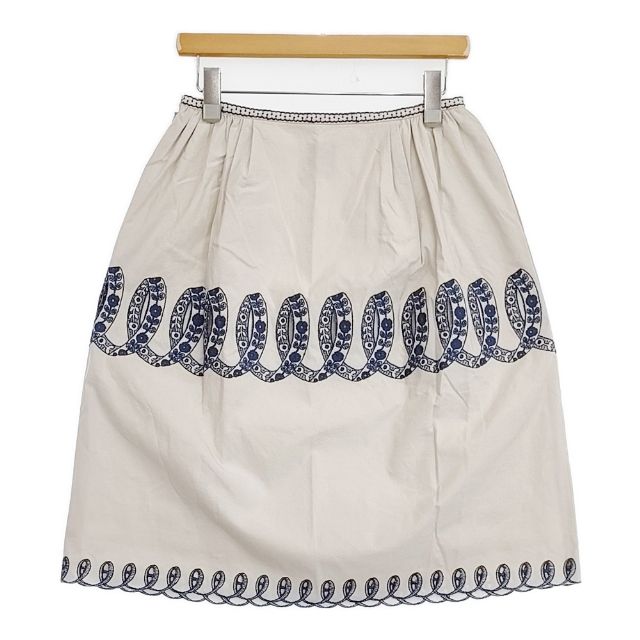 ミナペルホネン／スカート【ribbon】美品 mina perhonen ribbon ra5811 刺繍 コットンシルク スカート ライト