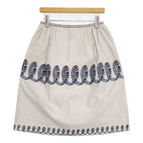 mina perhonen ribbon ra5811 刺繍 コットンシルク スカート ライトグレー レディース ミナペルホネン【中古】5-1124M∞