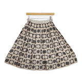 mina perhonen luna ns5568 リネンシルク カットジャガード スカート ベージュ ネイビー レディース ミナペルホネン【中古】5-1124M∞