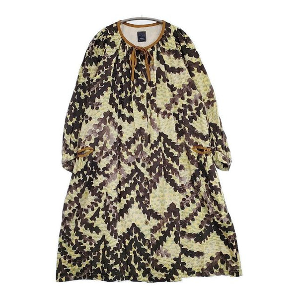 mina perhonen fir tree na3585 コットン 36 ワンピース イエロー グリーン ブラウン レディース ミナペルホネン【中古】5-1124M∞