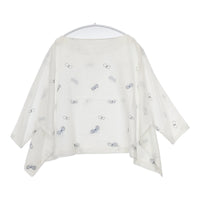 mina perhonen rs1562 choucho rs1562 定価24150円 ワイド 刺繍 ブラウス シャツ ホワイト ライトブルー レディース ミナペルホネン【中古】5-0812M△