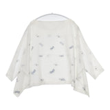 mina perhonen rs1562 choucho rs1562 定価24150円 ワイド 刺繍 ブラウス シャツ ホワイト ライトブルー レディース ミナペルホネン【中古】5-0812M△