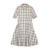 MARGARET HOWELL 578-157901 サイズ2 ギャザー チェック シャツ ワンピース ホワイト レディース マーガレットハウエル【中古】5-0708S♪