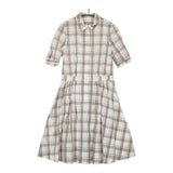 MARGARET HOWELL 578-157901 サイズ2 ギャザー チェック シャツ ワンピース ホワイト レディース マーガレットハウエル【中古】5-0708S♪