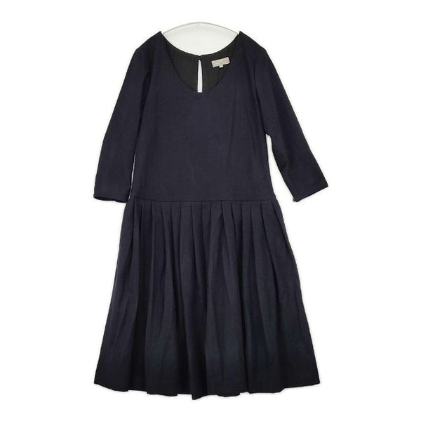 MARGARET HOWELL ウールカシミヤ プリーツ 578-258204 ドレス ワンピース ネイビー レディース マーガレットハウエル【中古】5-1030T∞