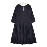 MARGARET HOWELL ウールカシミヤ プリーツ 578-258204 ドレス ワンピース ネイビー レディース マーガレットハウエル【中古】5-1030T∞