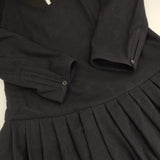 MARGARET HOWELL ウールカシミヤ プリーツ 578-258204 ドレス ワンピース ネイビー レディース マーガレットハウエル【中古】5-1030T∞