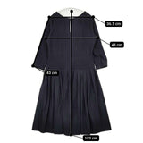 MARGARET HOWELL ウールカシミヤ プリーツ 578-258204 ドレス ワンピース ネイビー レディース マーガレットハウエル【中古】5-1030T∞