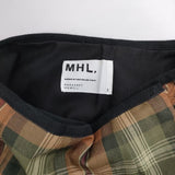 MHL. スコットランド製 チェック ラップ プリーツ 578-232270 ウール スカート カーキ ブラウン レディース エムエイチエル【中古】5-1030T∞