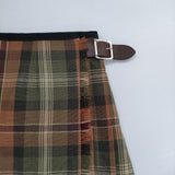 MHL. スコットランド製 チェック ラップ プリーツ 578-232270 ウール スカート カーキ ブラウン レディース エムエイチエル【中古】5-1030T∞