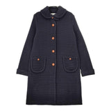 Manna 日本製 ウールニット コート ネイビー レディース マンナ【中古】5-1030T∞