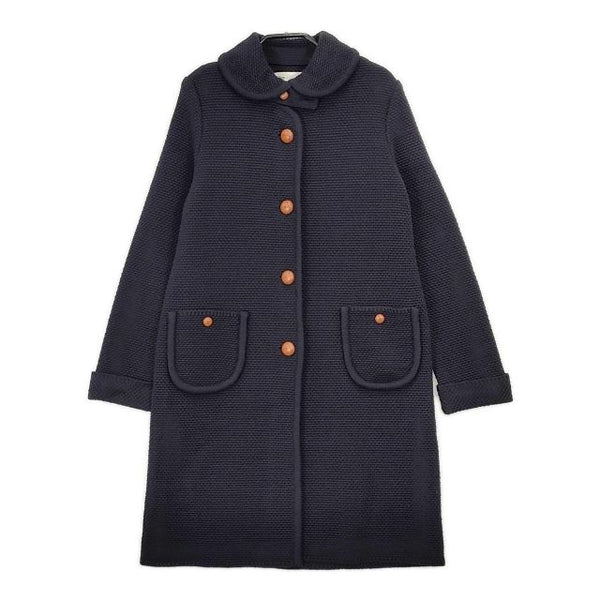 Manna 日本製 ウールニット コート ネイビー レディース マンナ【中古】5-1030T∞