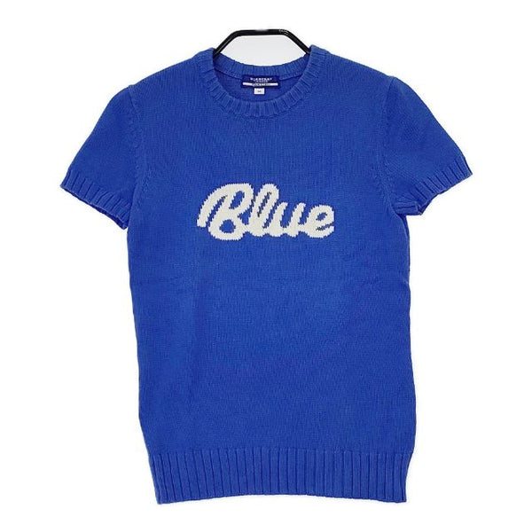 BURBERRY BLUE LABEL M コットン 半袖セーター ニット ブルー レディース バーバリーブルーレーベル【中古】5-0804S∞