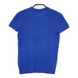 BURBERRY BLUE LABEL M コットン 半袖セーター ニット ブルー レディース バーバリーブルーレーベル【中古】5-0804S∞
