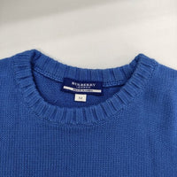 BURBERRY BLUE LABEL M コットン 半袖セーター ニット ブルー レディース バーバリーブルーレーベル【中古】5-0804S∞