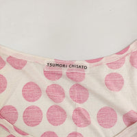 TSUMORI CHISATO ドット シルク サイズ2 ノースリーブ カットソー アイボリー ピンク レディース ツモリチサト【中古】5-0708S♪