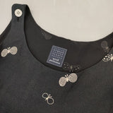 mina perhonen ns3530 choucho リネンシルク ノースリーブドレス 刺繍 ワンピース チャコールグレー レディース ミナペルホネン【中古】5-1004M∞