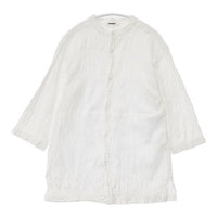 Plantation バンドカラー シワ加工 製品染め ブラウス シャツ ホワイト レディース プランテーション【中古】5-0804M∞