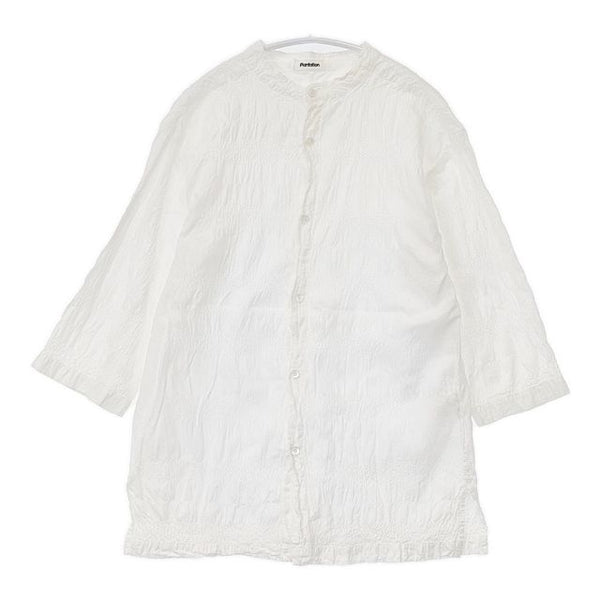 Plantation バンドカラー シワ加工 製品染め ブラウス シャツ ホワイト レディース プランテーション【中古】5-0804M∞