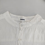 Plantation バンドカラー シワ加工 製品染め ブラウス シャツ ホワイト レディース プランテーション【中古】5-0804M∞