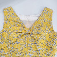 GRACE CONTINENTAL ボーダー 刺繍 フレアワンピース サイズ36 ワンピース イエロー レディース グレースコンチネンタル【中古】5-0704S♪