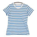 n100 nc-1071 ボーダー サイズ34 半袖Ｔシャツ カットソー ライトブルー ホワイト レディース エヌワンハンドレッド【中古】5-0704S♪