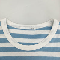 n100 nc-1071 ボーダー サイズ34 半袖Ｔシャツ カットソー ライトブルー ホワイト レディース エヌワンハンドレッド【中古】5-0704S♪