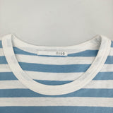 n100 nc-1071 ボーダー サイズ34 半袖Ｔシャツ カットソー ライトブルー ホワイト レディース エヌワンハンドレッド【中古】5-0704S♪