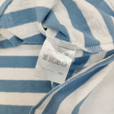 n100 nc-1071 ボーダー サイズ34 半袖Ｔシャツ カットソー ライトブルー ホワイト レディース エヌワンハンドレッド【中古】5-0704S♪