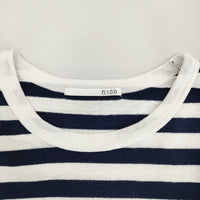 n100 nc-1071 ボーダー サイズ34 半袖Ｔシャツ カットソー ネイビー ホワイト レディース エヌワンハンドレッド【中古】5-0704S♪