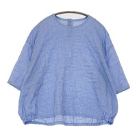 pot pourri ポプリ企画 チェック ワイド ブラウス シャツ ブルー レディース ポプリ【中古】5-0704S♪