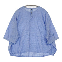 pot pourri ポプリ企画 チェック ワイド ブラウス シャツ ブルー レディース ポプリ【中古】5-0704S♪