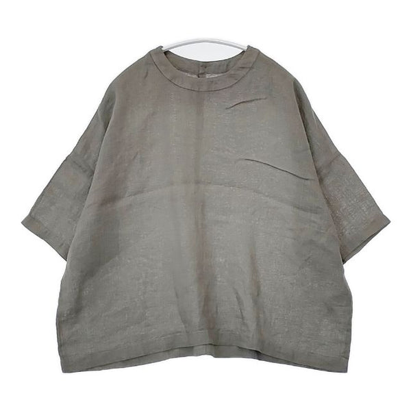 evam eva linen pullover 定価28600円 E251T241 サイズM 半袖 ブラウス シャツ 25SS グレー レディース エヴァムエヴァ【中古】5-0804S∞