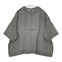 evam eva linen pullover 定価28600円 E251T241 サイズM 半袖 ブラウス シャツ 25SS グレー レディース エヴァムエヴァ【中古】5-0804S∞